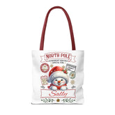 Personalized North Pole Tote Bag, Holiday Gift, Christmas Shopping Bag, Snowman Design, Festive Reusable Shopper The Aurora Touch