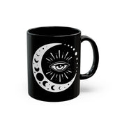 Celestial Black Mug - Eye and Moon Coffee Mug, Astrological Mystical Art, Magical Gift, Celestial Design Drinking Mug, Celestial Mug The Aurora Touch