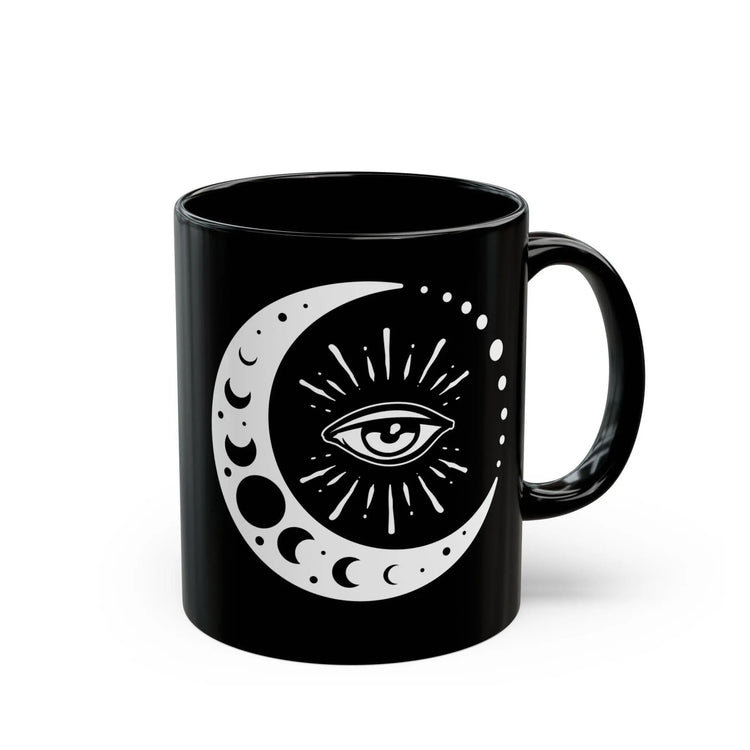 Celestial Black Mug - Eye and Moon Coffee Mug, Astrological Mystical Art, Magical Gift, Celestial Design Drinking Mug, Celestial Mug The Aurora Touch