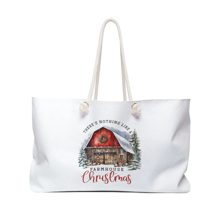 Farm House Xmas Weekender Bag - Large Tote, Personal Holiday, Country Style, Carry on, Oversized, Farmhouse Tote The Aurora Touch