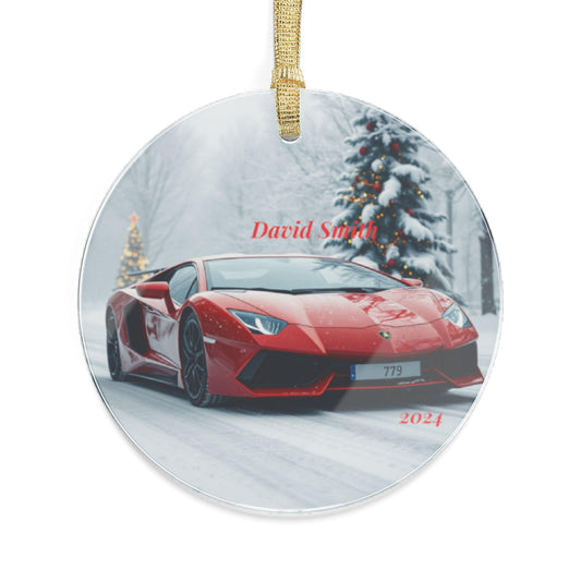 Personalized Acrylic Christmas Ornament - Luxury Car, Holiday Decor, Gift for Car Enthusiasts, Custom Keepsake, Festive Decoration