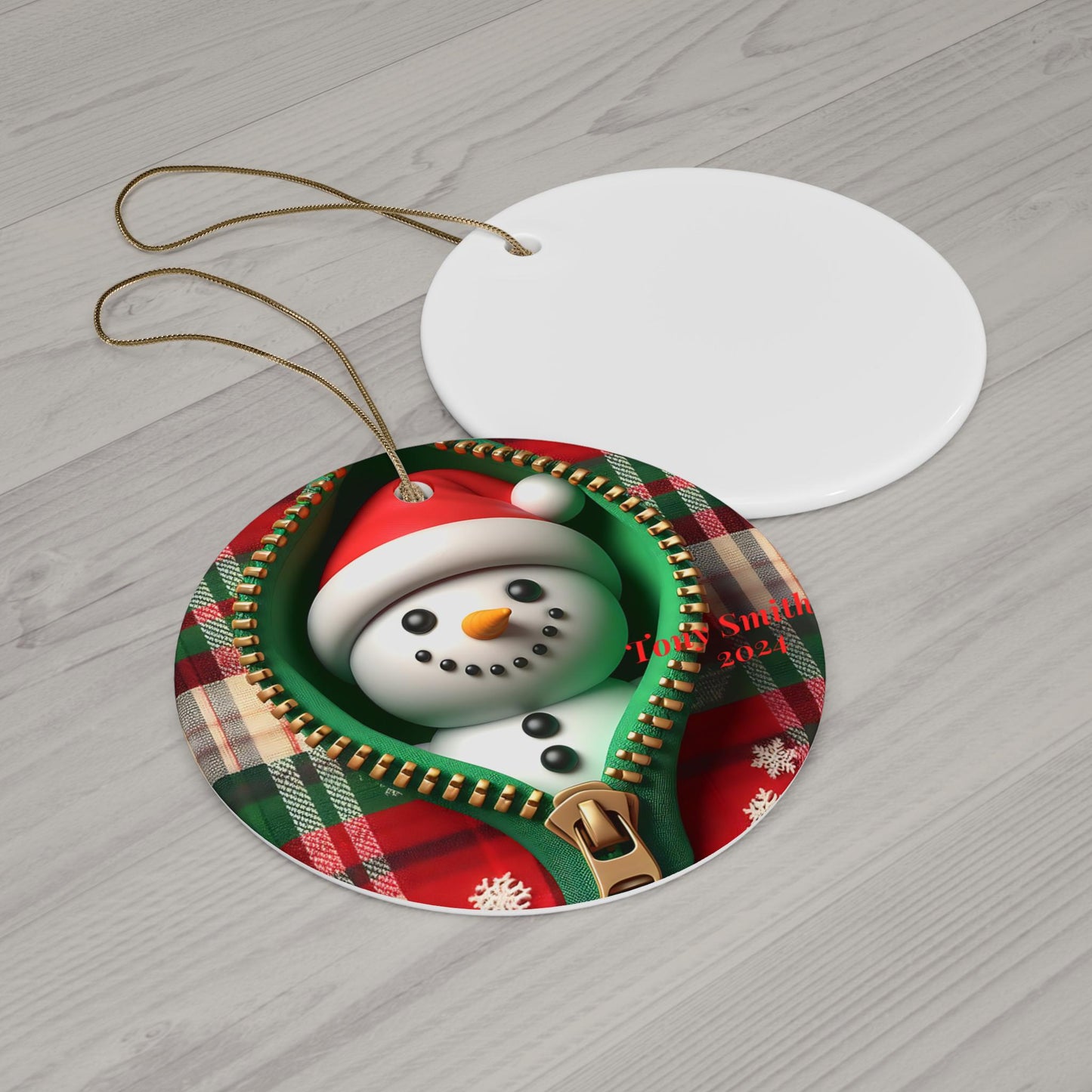 Personalized Snowman Ceramic Ornament, Holiday Decoration, Christmas Gift, Winter Keepsake, Customizable Gift Tag