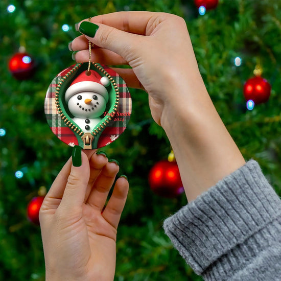 Personalized Snowman Ceramic Ornament, Holiday Decoration, Christmas Gift, Winter Keepsake, Customizable Gift Tag The Aurora Touch