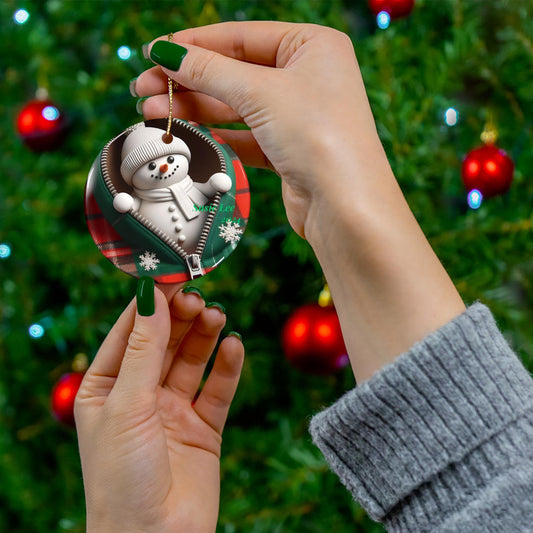 Cozy Snowman Ceramic Ornament, Holiday Decor for Christmas, Unique Gift, Winter Keepsake, Festive Tree Ornament, Handmade
