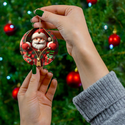 Personalized Santa Ceramic Ornament - Holiday Decor for Christmas, Gifts, Home Decoration, Tree Ornaments, 2024 Memories