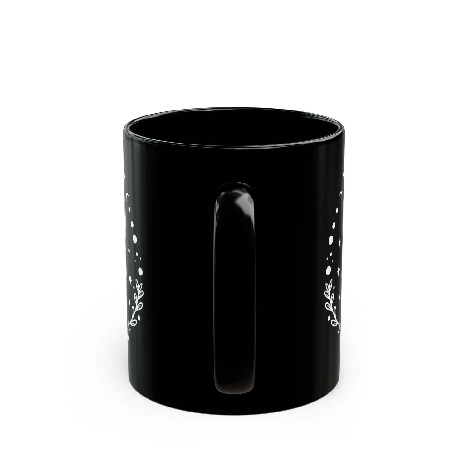 Black Mug (11oz, 15oz), Black Cat Moon Phase Mug, Astrology designed Coffee Mug , Multisize Moon tea cup, spellbound cat mug