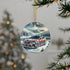 Personalized Holiday Car Ornament, Custom Double-Sided Ceramic Christmas Bauble, Festive Home Decor, BMW Lover Gift, Winter Keepsake The Aurora Touch