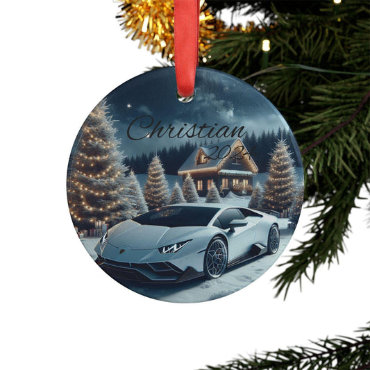 Personalized Acrylic Ornament with Car Design, Custom Holiday Decoration, Unique Gift for Car Lovers, Tree Decor, Keepsake, Lamborghini