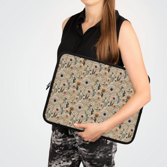Floral Laptop Sleeve, Nature-Inspired Tech Case, Perfect Gift for Students, Eco-Friendly Accessory, Laptop Bag for Travel, Mother&
