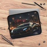 Personalized Car Lover Laptop Sleeve, Cool Tech Accessory, Perfect Gift for Him, Black Lamborghini, Car Enthusiast The Aurora Touch