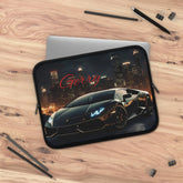 Personalized Car Lover Laptop Sleeve, Cool Tech Accessory, Perfect Gift for Him, Black Lamborghini, Car Enthusiast