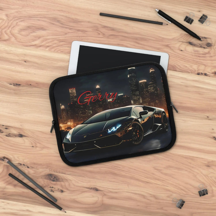 Personalized Car Lover Laptop Sleeve, Cool Tech Accessory, Perfect Gift for Him, Black Lamborghini, Car Enthusiast The Aurora Touch