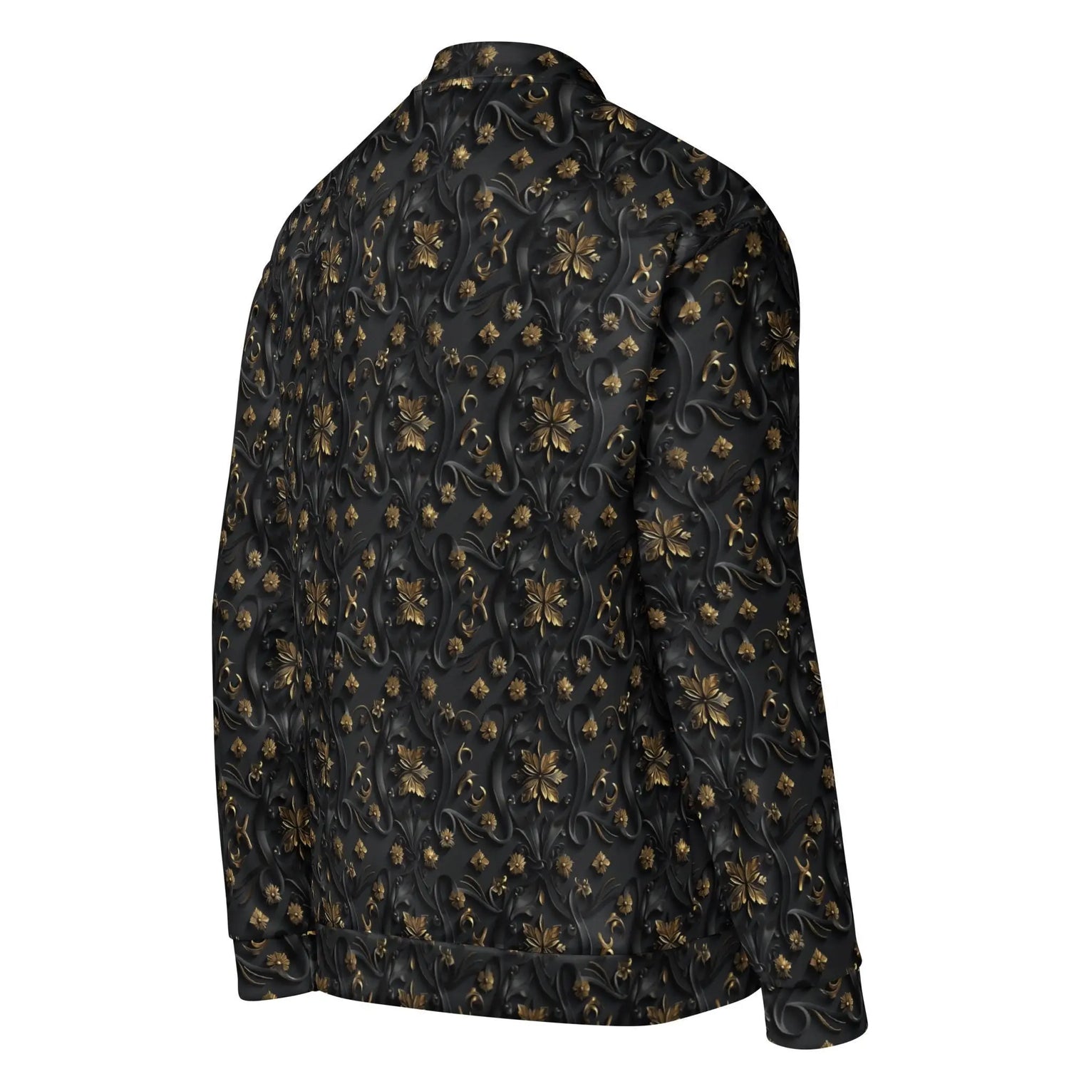 Exclusive 3D Black Gold Bomber Jacket for Men - Unique Design, Luxury Streetwear, Custom Fashion, Statement Outerwear