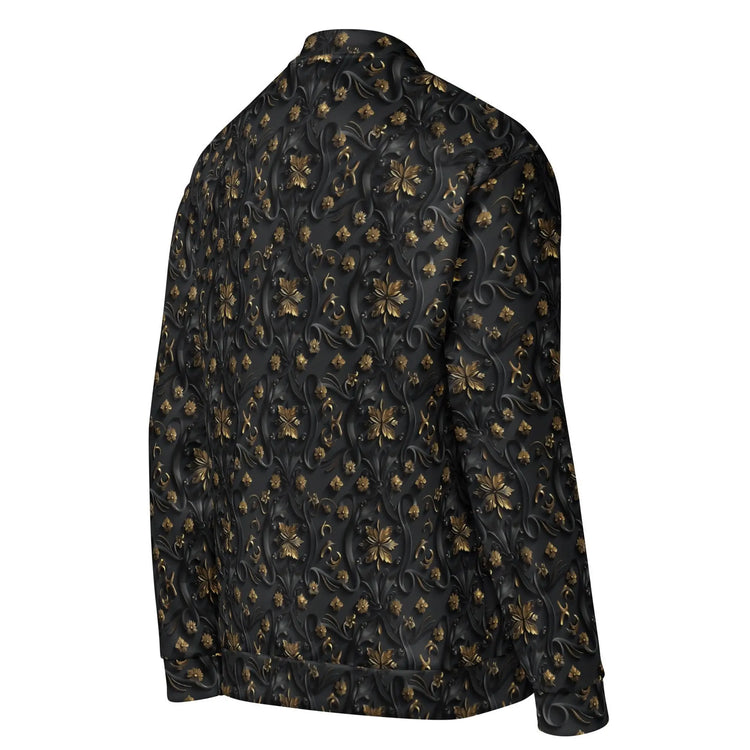 Exclusive 3D Black Gold Bomber Jacket for Men - Unique Design, Luxury Streetwear, Custom Fashion, Statement Outerwear