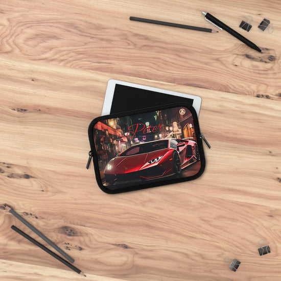 Sports Car Laptop Sleeve - Personalized Tech Case, Gift for Car Lovers, Custom Laptop Bag, Unique Present for Him, Red Lamborghini Design The Aurora Touch