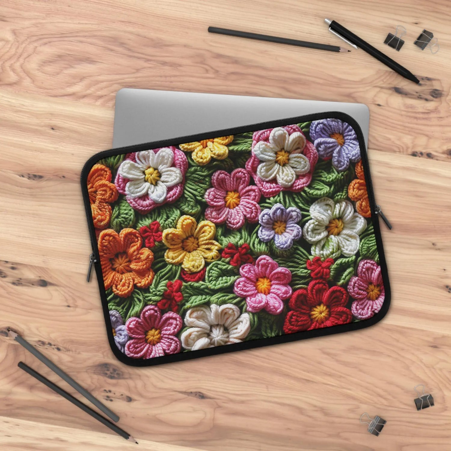 Floral 3D Embroidered Laptop Sleeve, Stylish Tech Case, Laptop Bag, Gift for Her, Cute Computer Sleeve, Spring Accessories The Aurora Touch