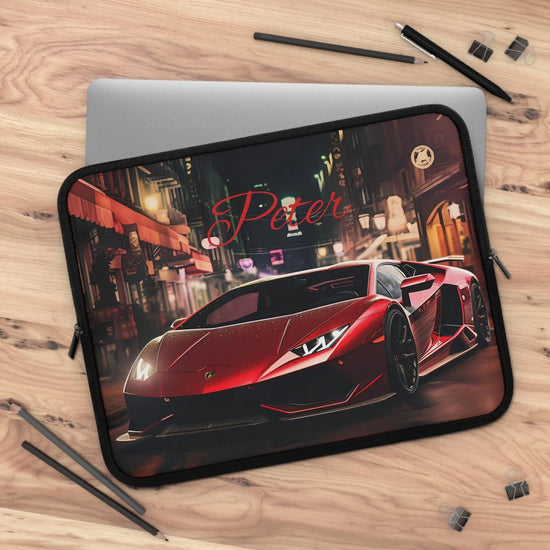 Sports Car Laptop Sleeve - Personalized Tech Case, Gift for Car Lovers, Custom Laptop Bag, Unique Present for Him, Red Lamborghini Design The Aurora Touch