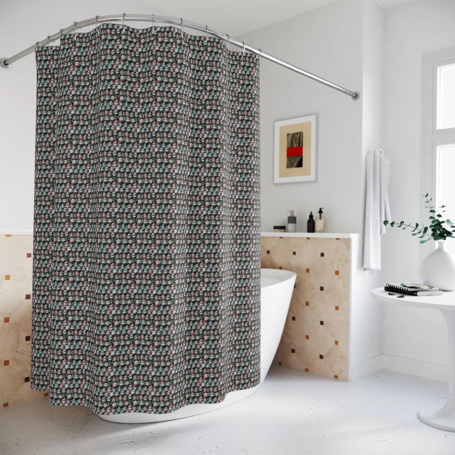 Holiday Santa Patterned Shower Curtains, Fun Bathroom Decor, Unique Gift for Home, Playful Design for Kids, Stylish Bathroom Accessories The Aurora Touch