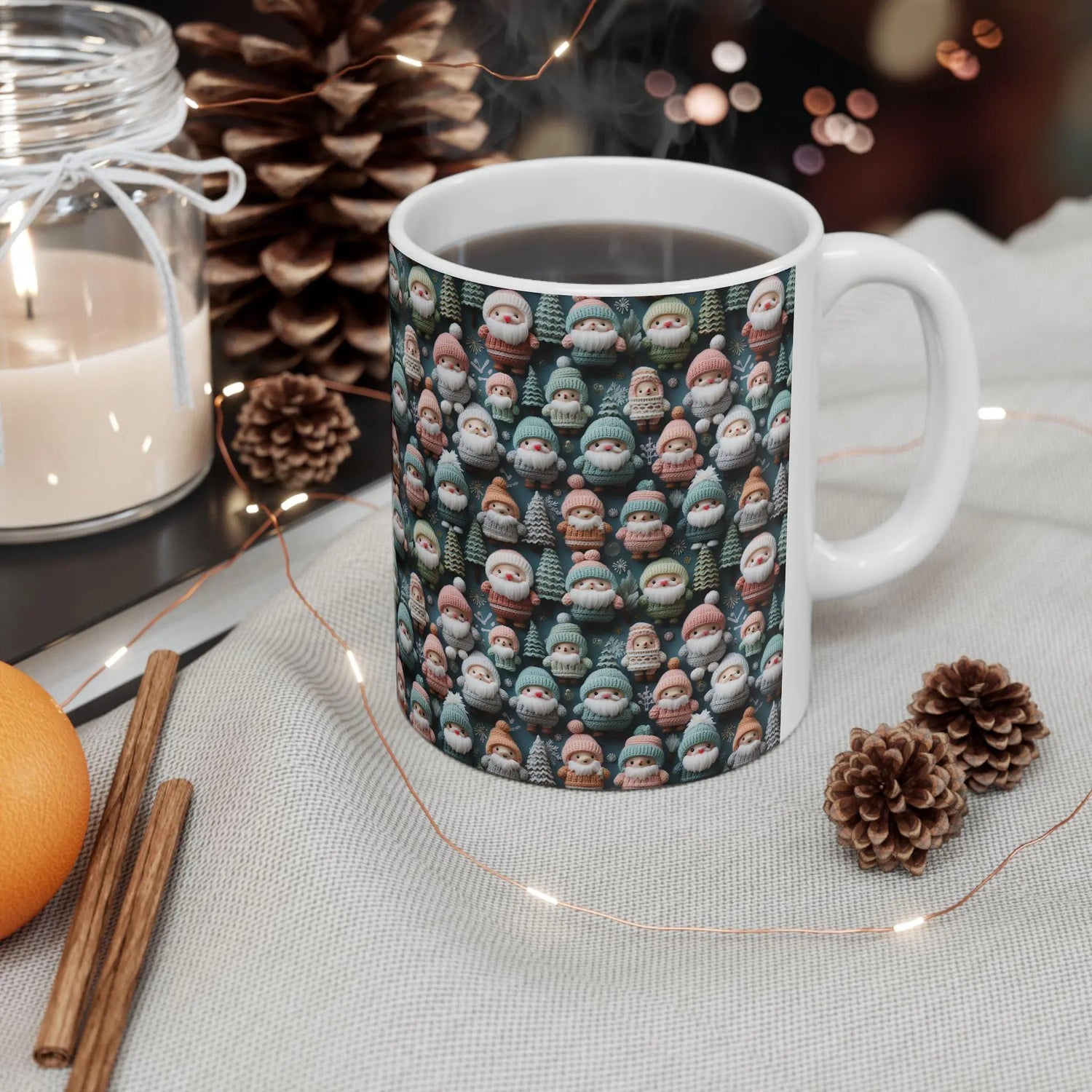 Whimsical Christmas Gnome Ceramic Mug, Festive Coffee Cup, Holiday Gift, Winter Decor, Cute Beverage Holder, Santa Lovers The Aurora Touch