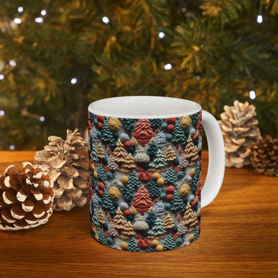 Whimsical Holiday Ceramic Mug | Colorful Christmas Tree Design | Cozy Gift for Coffee Lovers, Tea Time, Hot Chocolate, Winter Decor The Aurora Touch
