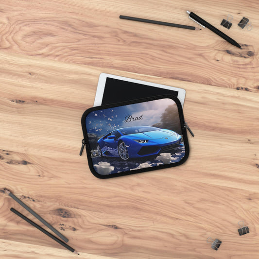 Personalized Car Lover Laptop Sleeve - Automotive Gift, Custom Tech Case, Stylish Computer Bag, Unique Present for Him, Blue Lamborghini