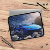 Personalized Car Lover Laptop Sleeve - Automotive Gift, Custom Tech Case, Stylish Computer Bag, Unique Present for Him, Blue Lamborghini The Aurora Touch