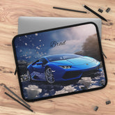 Personalized Car Lover Laptop Sleeve - Automotive Gift, Custom Tech Case, Stylish Computer Bag, Unique Present for Him, Blue Lamborghini The Aurora Touch