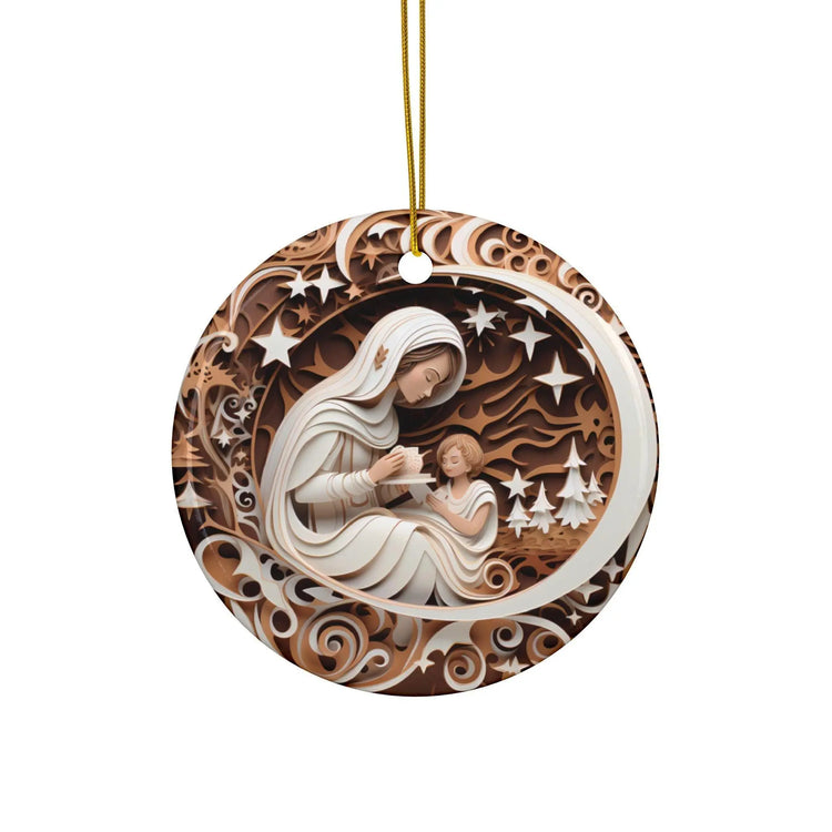 Handcrafted Ceramic Ornaments - 2-Sided Christmas Decor, Family Keepsake, Holiday Gift, Nativity Design The Aurora Touch