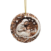 Handcrafted Ceramic Ornaments - 2-Sided Christmas Decor, Family Keepsake, Holiday Gift, Nativity Design