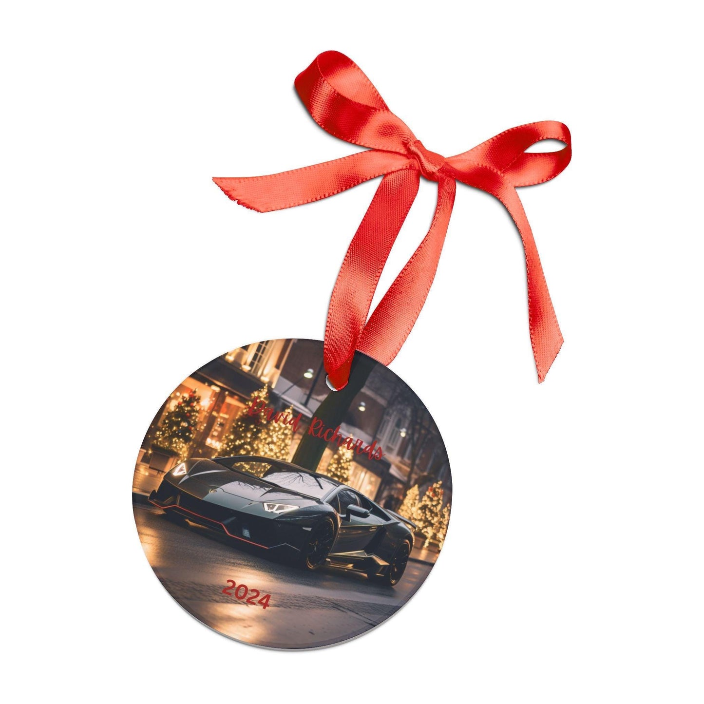Personalized Car Lover Ornament, Christmas Decoration, Custom Gift for Him, Holiday Keepsake, Auto Enthusiast Decor, Black Lamborghini