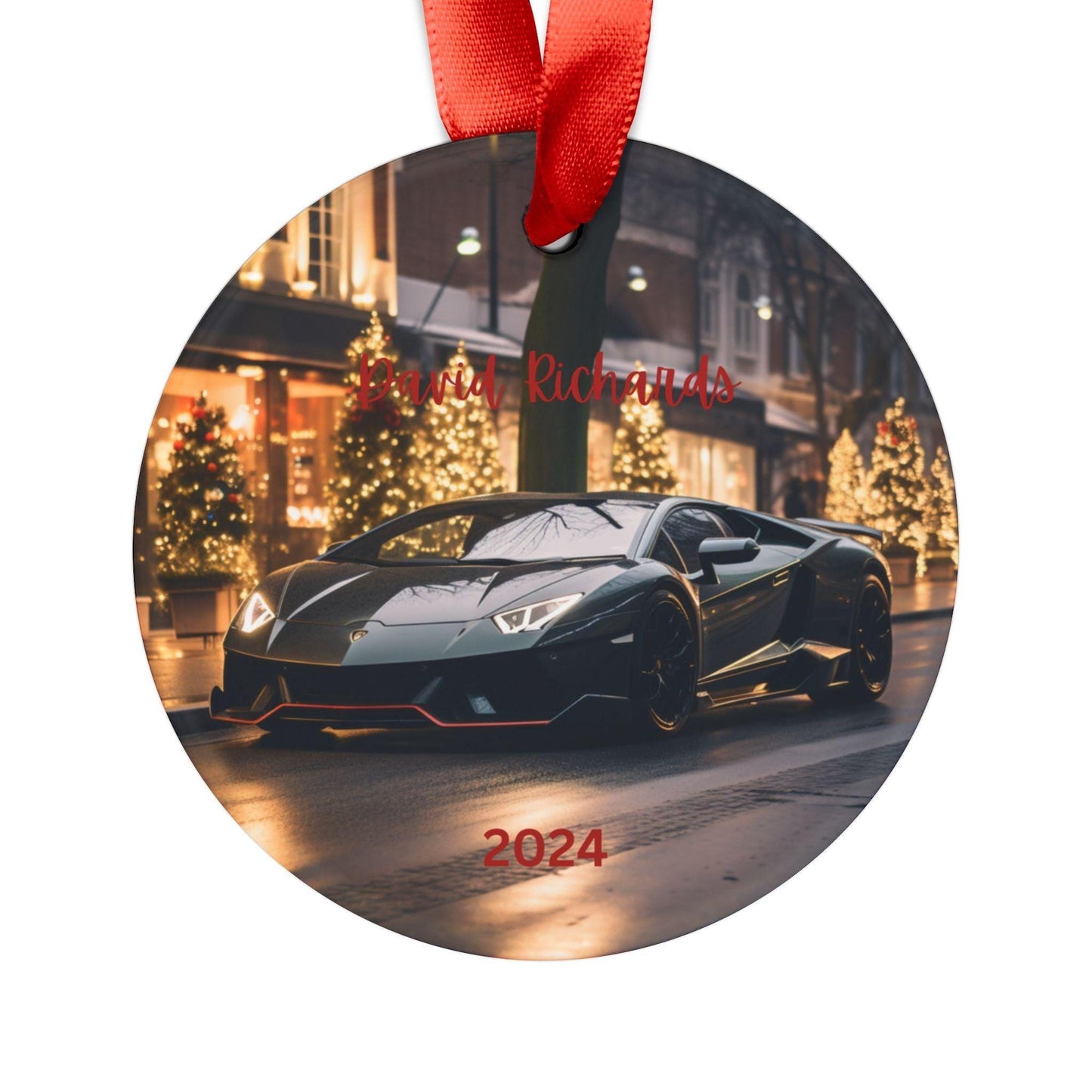 Personalized Car Lover Ornament, Christmas Decoration, Custom Gift for Him, Holiday Keepsake, Auto Enthusiast Decor, Black Lamborghini