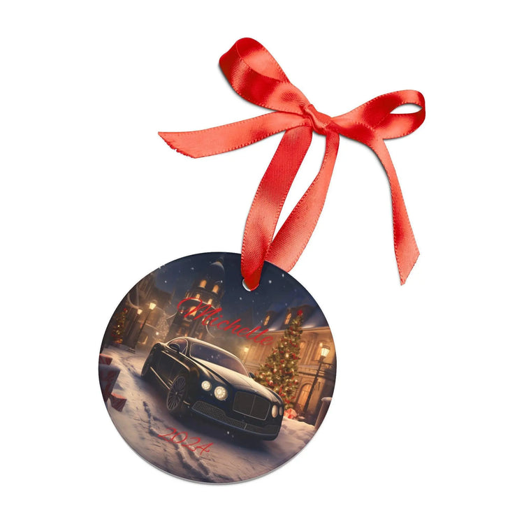 Personalized Acrylic Ornament, Holiday Decor, Custom Car Ornament, Christmas Gift, Keepsake Decoration, Winter Wonderland, Black Bentley The Aurora Touch