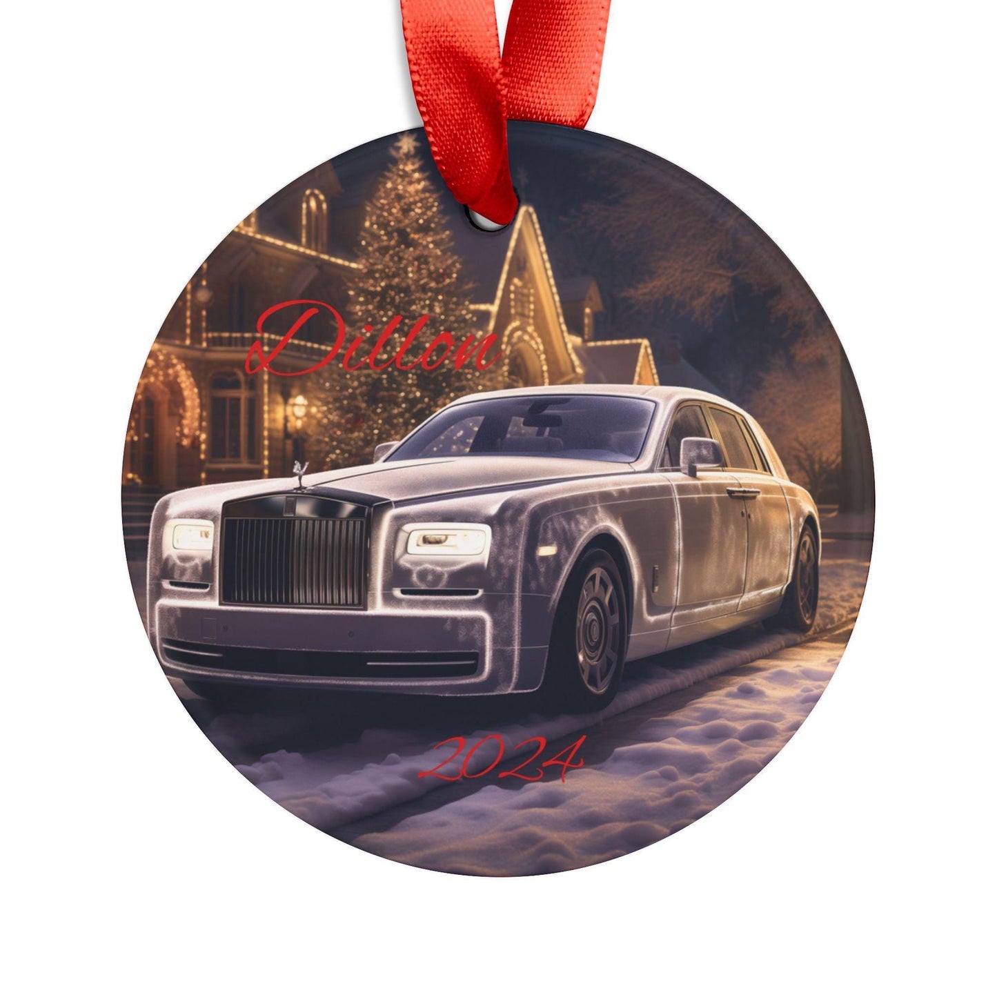 Personalized Acrylic Ornament, XMAS Decoration, Custom Holiday Keepsake, Gift for Car Lovers, Winter Decor, Family Ornament, Rolls Royce
