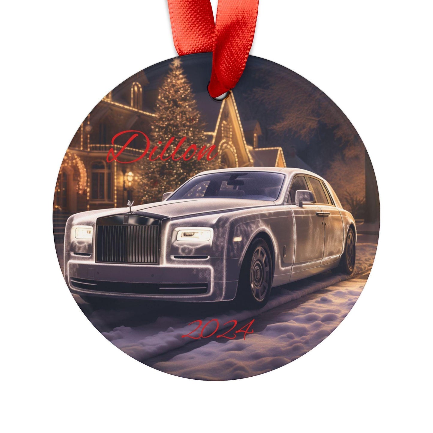 Personalized Acrylic Ornament, XMAS Decoration, Custom Holiday Keepsake, Gift for Car Lovers, Winter Decor, Family Ornament, Rolls Royce