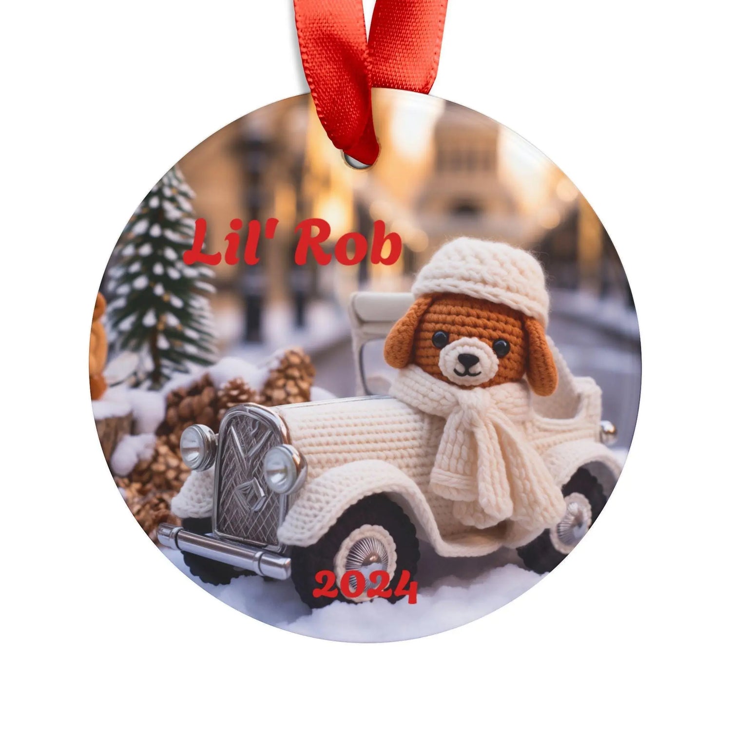 Personalized Acrylic Ornament with Dog Design, Custom Holiday Decor, Cute Pet-Themed Gift, Family Keepsake, Christmas Knit Decoration The Aurora Touch