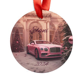 Personalized Acrylic Holiday Ornament, Christmas Decoration, Custom Car Ornament, Unique Gift, Tree Decor 2024, Pink Bentley The Aurora Touch