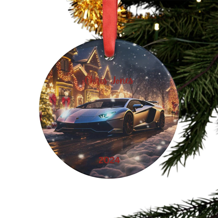 Personalized Silver Lamborghini Acrylic Ornament with Ribbon, Custom Name Gift, Holiday Decor, Car Lover Keepsake, Christmas Ornament 2024 The Aurora Touch