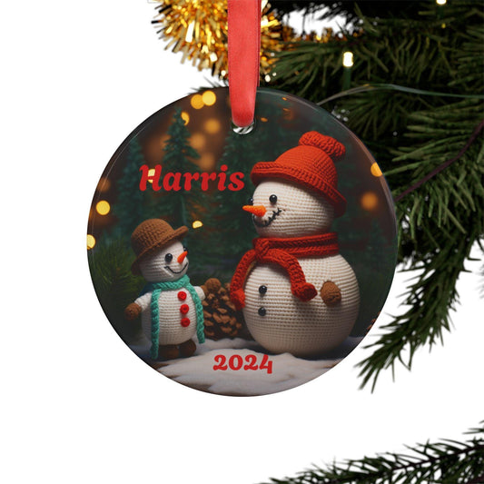 Personalized Christmas Acrylic Ornament, Holiday Decor, Snowman Ornament, Family Gift, Custom Gift 2024