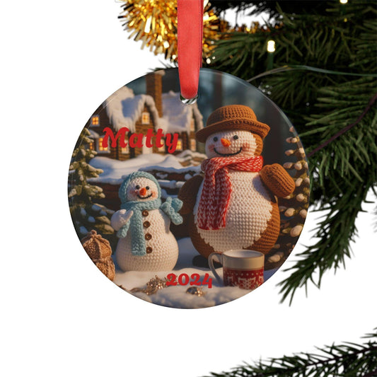 Personalized Snowman Acrylic Ornament, Holiday Decor, Christmas Keepsake, Family Gift, Winter Decoration, Customizable Decor