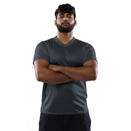 Eco-Friendly Men's Geometric All-Over Print Sports Jersey – Recycled Fabric Men Athletic and Casual Everyday Wear