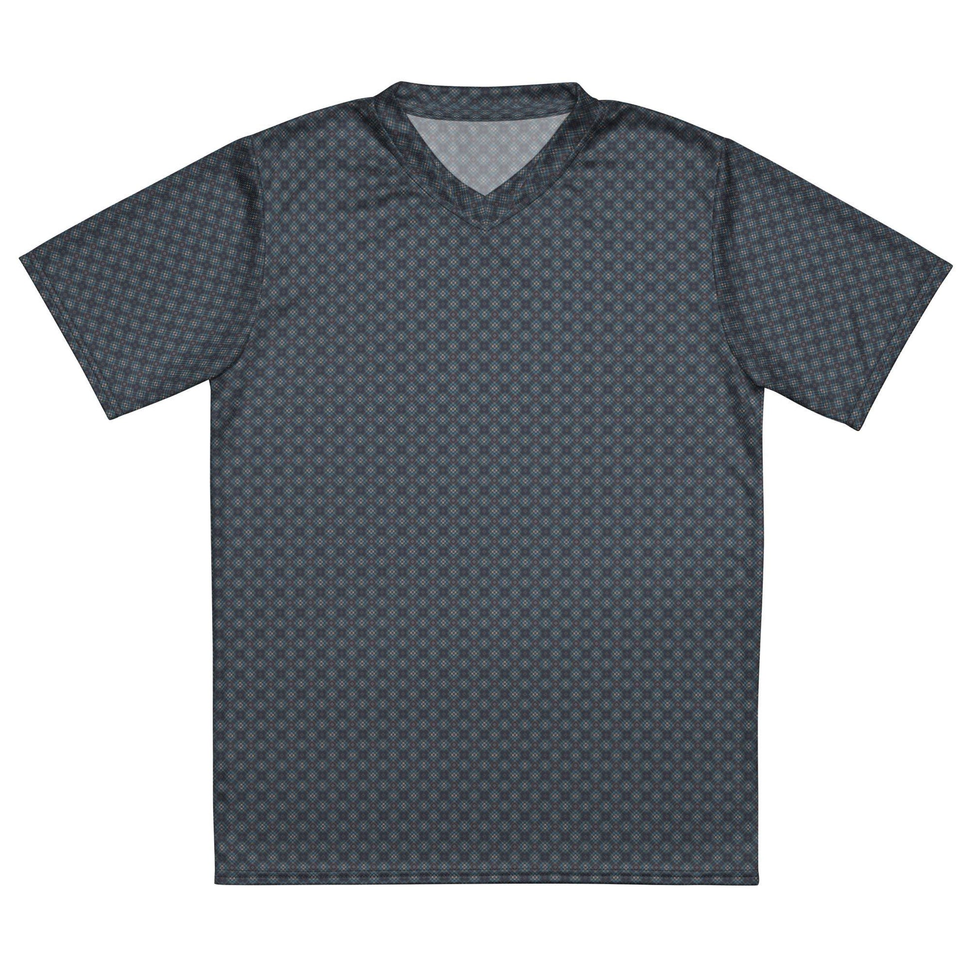 Eco-Friendly Men&#39;s Geometric All-Over Print Sports Jersey – Recycled Fabric Men Athletic and Casual Everyday Wear