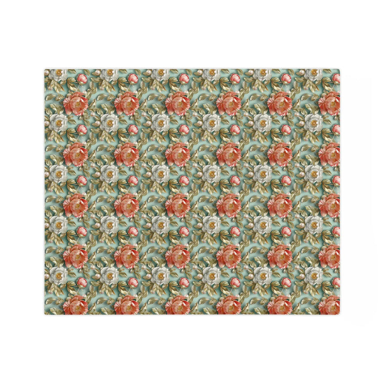 Vintage Floral Velveteen Blanket | Cozy Home Decor, Gift for Her, Bedroom Throw, Elegant Picnic Blanket, Art Print