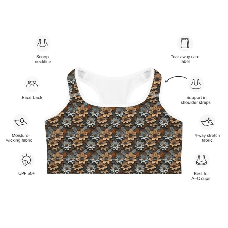 Floral All-Over Print Stylish Sports Bra – Comfortable & Trendy Activewear for Every Workout