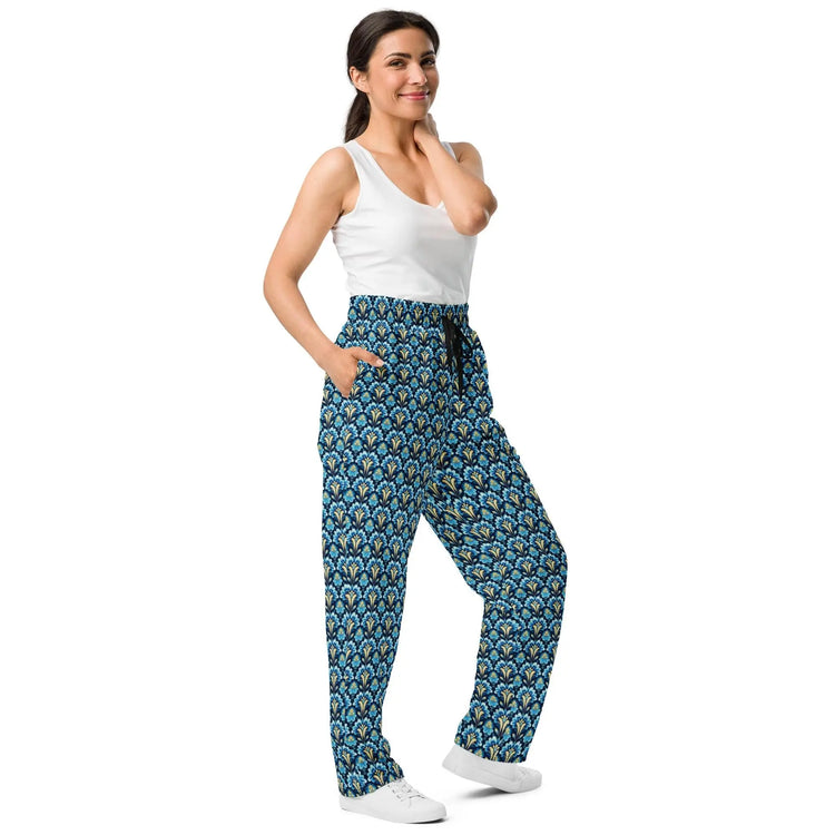 Colorful All-Over Print Uni-Sex Wide-Leg Joggers – Stylish & Comfortable Casual Loungers for Everyday Wear