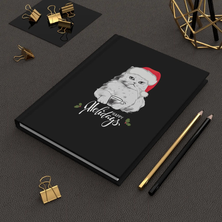 Holiday Kitty Santa Journal, Cat Portrait Novelty Notebook, Xmas Gift, Daily Diary, Simple Christmas Presents, Gift for Cat Lovers The Aurora Touch
