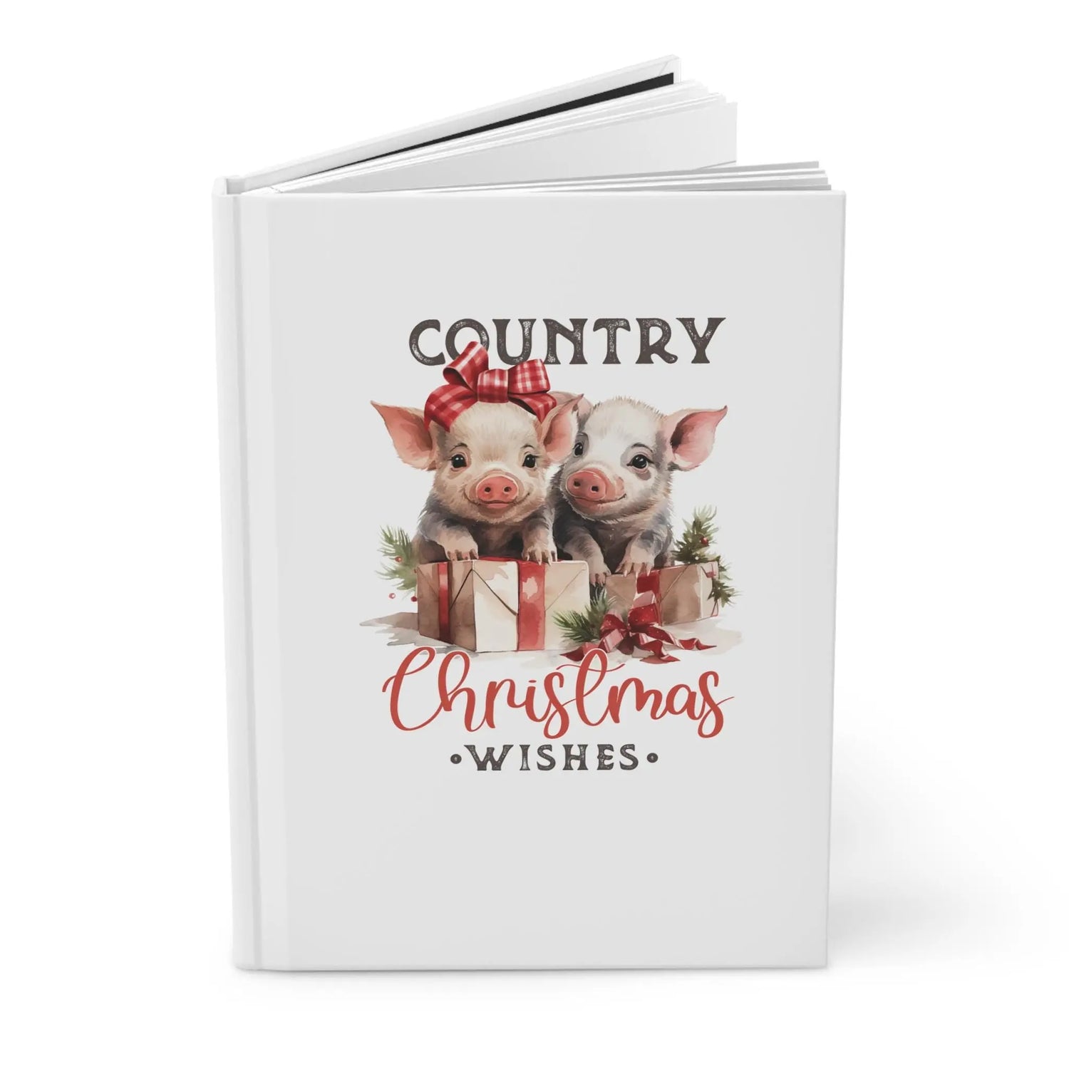 Country Xmas Design Hardcover Journal Matte, Holiday Notebook, Writing Journal, Recipe Book, Christmas Gift, Festive Journal The Aurora Touch