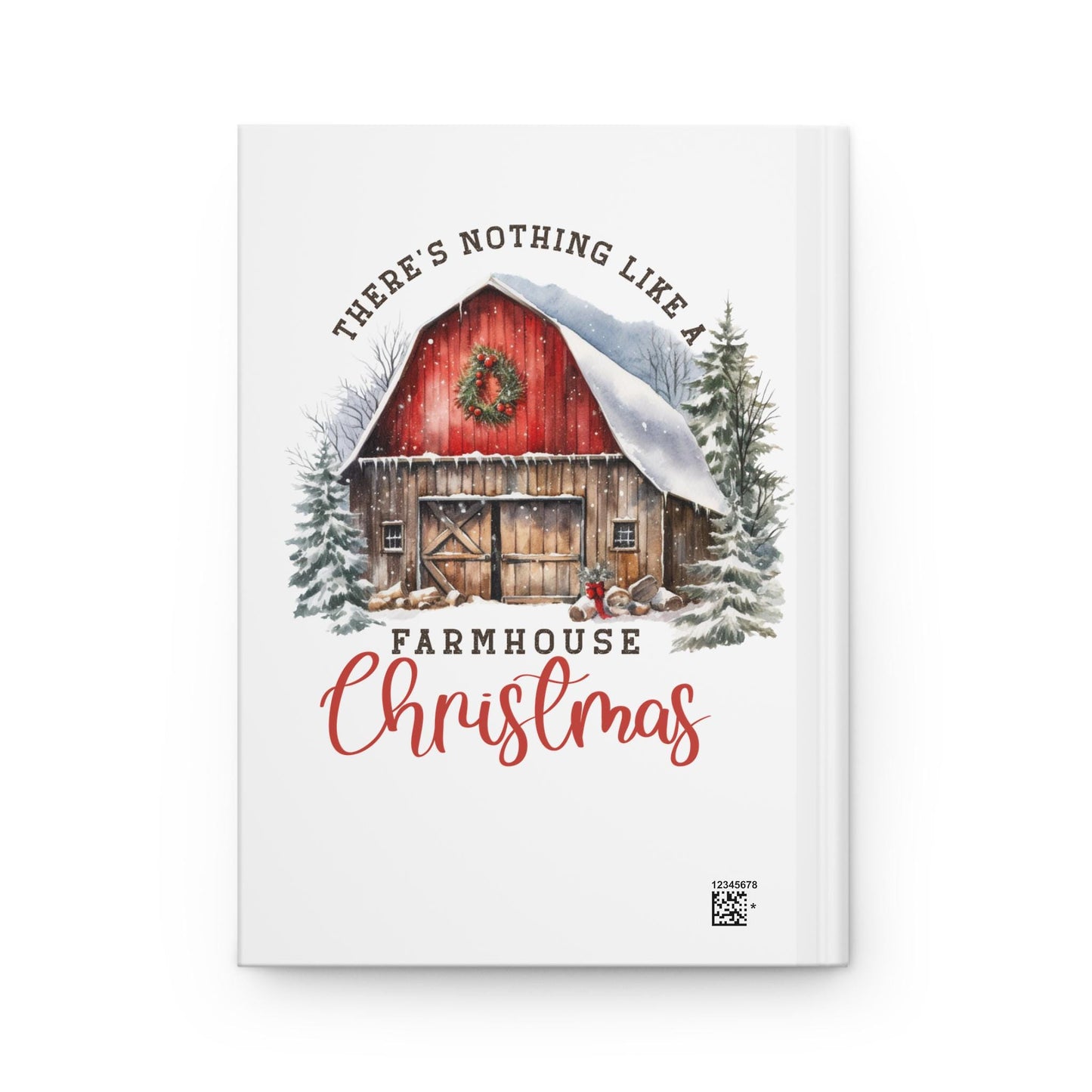 Farmhouse Xmas Hardcover Journal Matte, Holiday Notebook, Daily Writer's Journal, Recipe Book, Gift for Teacher, Xmas Gift