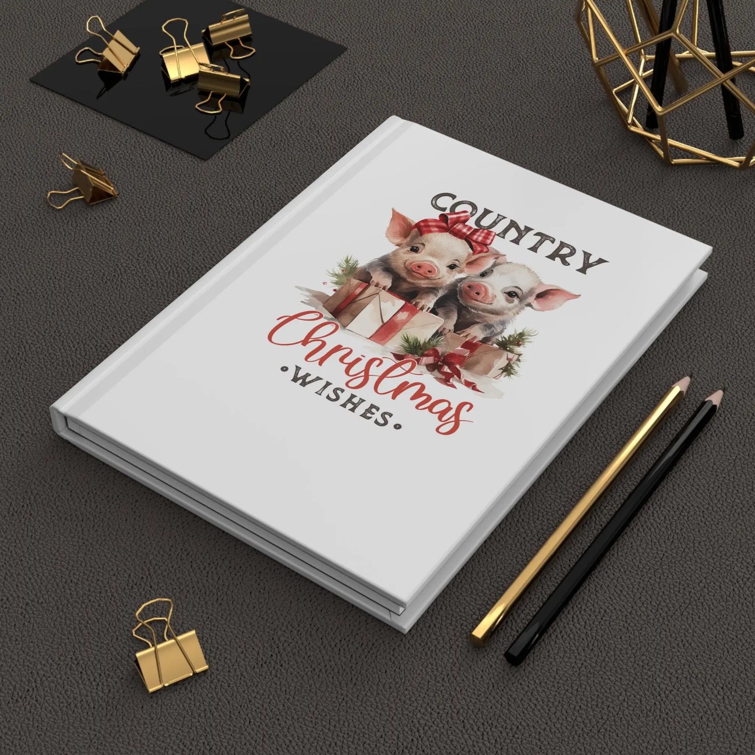 Country Xmas Design Hardcover Journal Matte, Holiday Notebook, Writing Journal, Recipe Book, Christmas Gift, Festive Journal The Aurora Touch