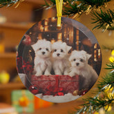 Glass Ornaments, Maltese Puppy ornament, Tree ornaments, Holiday Home Decor, Christmas ornaments, Holiday gift The Aurora Touch