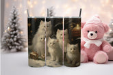 Xmas Tumbler with Straw, 20oz, Designer cup, Cat designs, Cat Lover, Xmas gift, Holiday decor, Water cup, Non-toxic The Aurora Touch